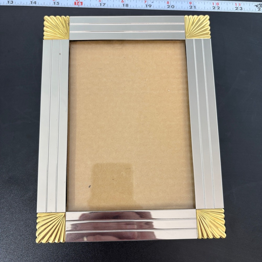 Unbranded Vintage Picture Frame 5x7 Silver Gold Art Deco Ribbed Shell Corners